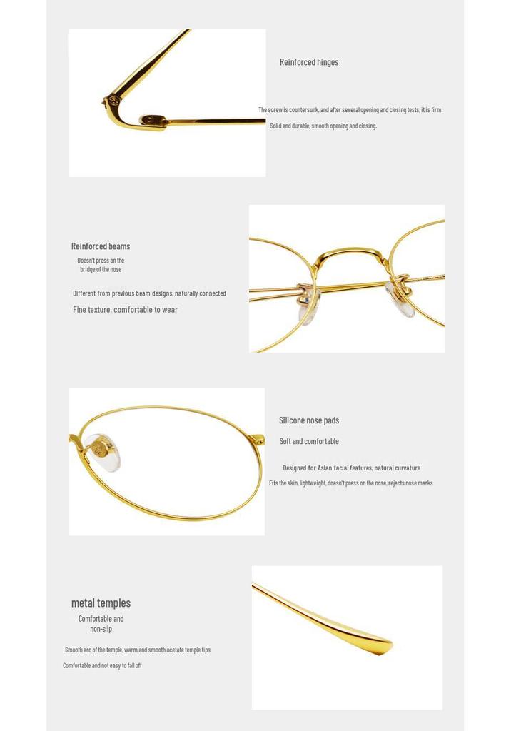 Ultra-Light Round Pure Titanium Glasses Frame with Anti-Blue Light Lenses for Men & Women