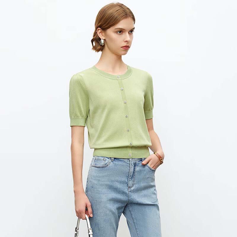 JESSIE Simple Commuter Slim Fit Short Sleeve Knitted Top for Women