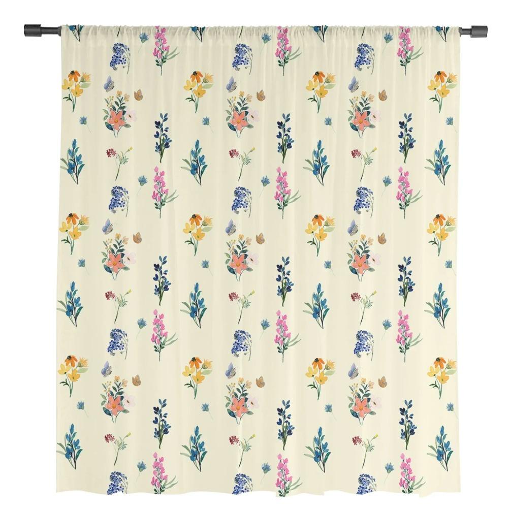 Gänseblümchen Lavendel Schmetterling Transparente Vorhänge zur Wohnzimmerdekoration Fenstervorhang Küche Tüll Voile Organza Drapierungen