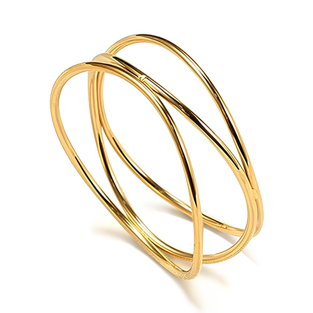 

Топ продаж Трехслойные волнообразные кольца на пальцы для женщин Простые из нержавеющей стали с PVD-покрытием из 18-каратного золота Водонепроницаемые украшения 2025 8 белый