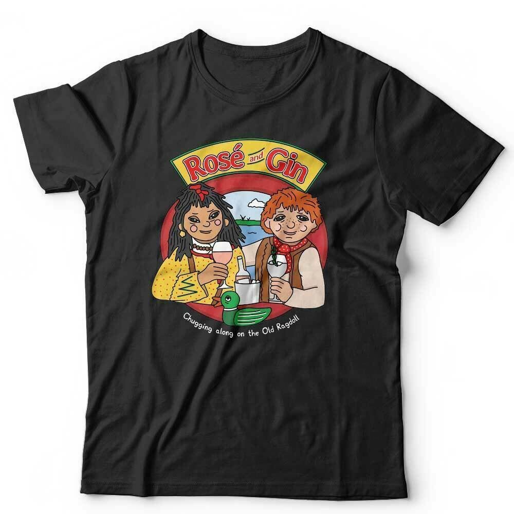 

Rose And Gin Tshirt Unisex - Funny 90 s Cartoon Drinking Wine Parody Humour L