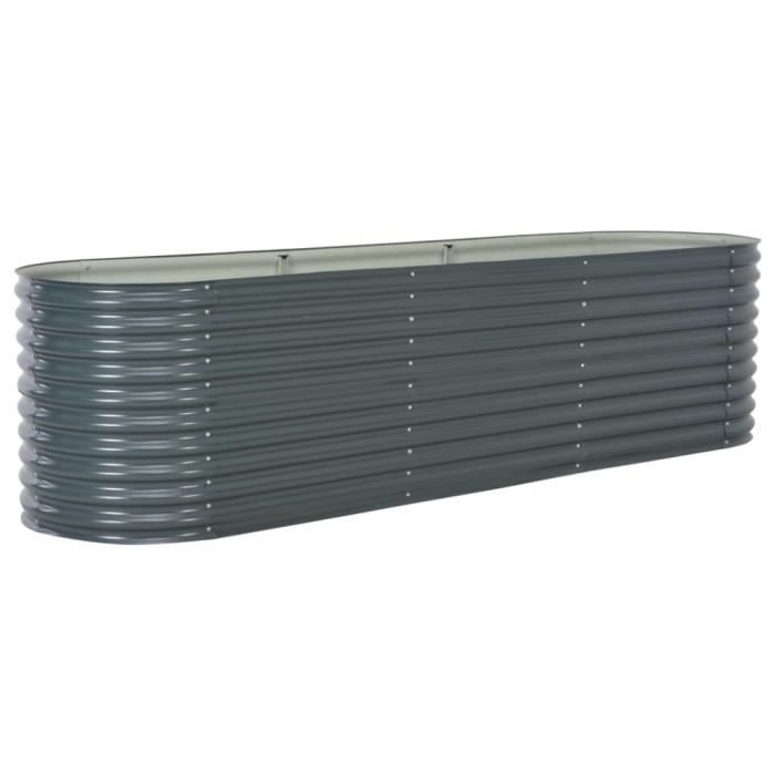 Jardinière - vidaXL - 320x80x81 cm - Acier galvanisé - Gris - Rectangulaire