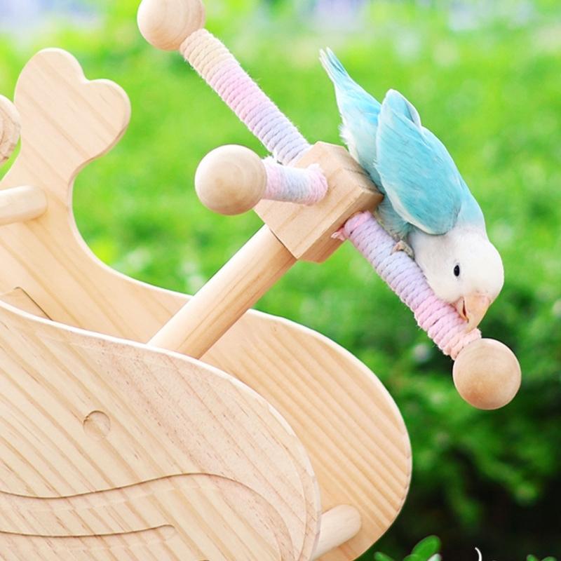 Bird Rocking Stand with Rotating Windmill Whale Rocker Perch Exercise Toy for Parrots Enrichment and Interaction Fun