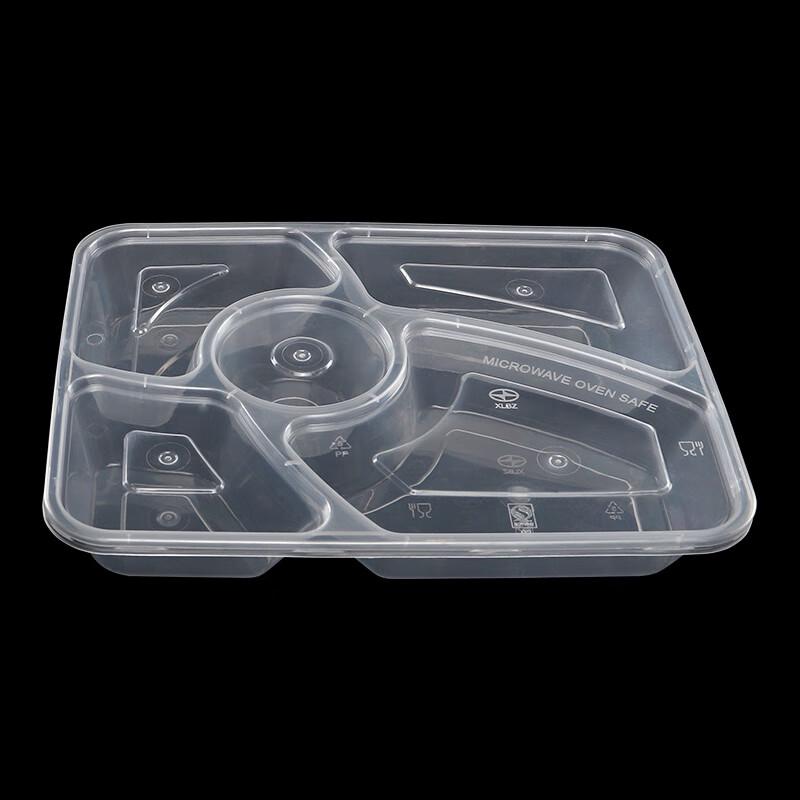 Disposable Slanted 5-Compartment Food Container