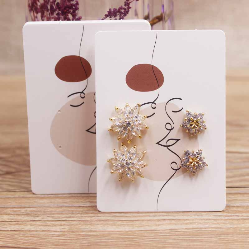 50Pcs/Lot Earring Card Four Holder 5x7cm Hot Girl /Abstract painting paper card Jewelry Accessory Package Cards