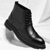 Autumn Winter New Designer Big Size Brogue Chelsea Boots for Men Fashion Lace Leather Shoes Male Solid Color Ankle Boots Man