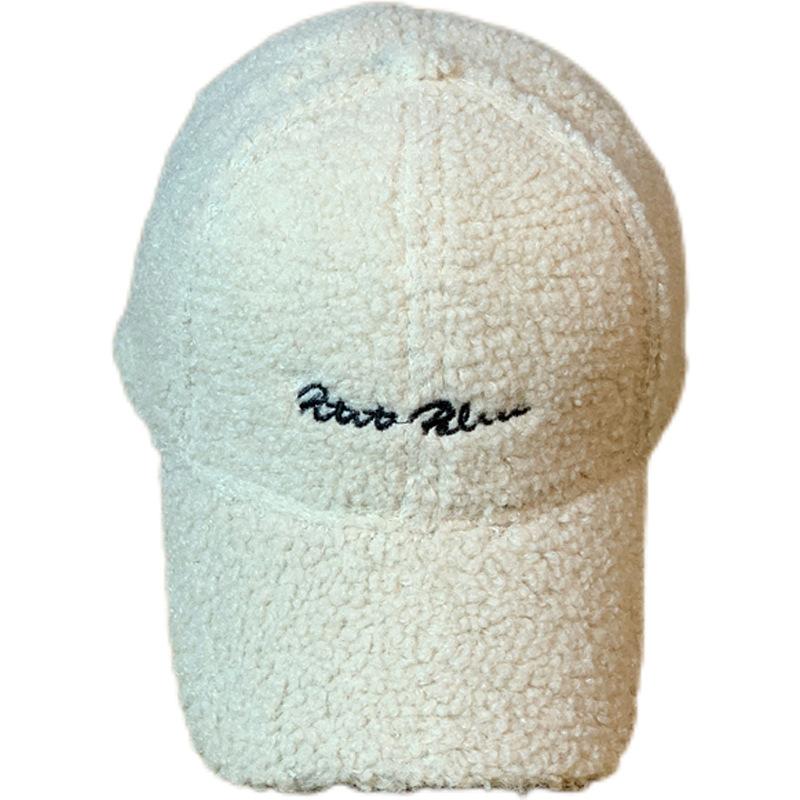 Lamb Wool Hat for Women In Autumn and Winter All Match Fashionable Plush Peaked Hat Winter Lamb Wool Baseball Cap Winter Korean Style Trend
