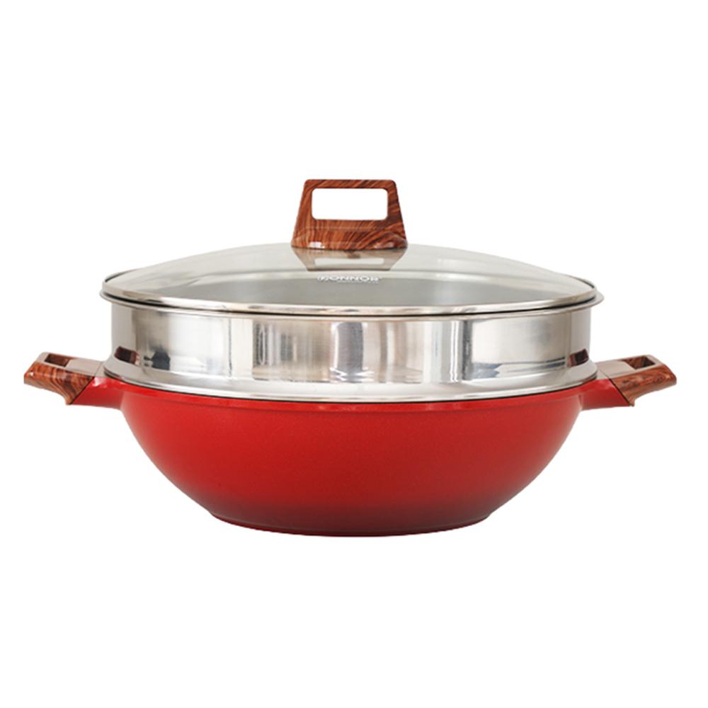 

DONNOR Steam Pot Multi-Function Steams on Top/Cook on The Bottom Steamer Soup Pot 5.4L with Stainless Steel Steamer