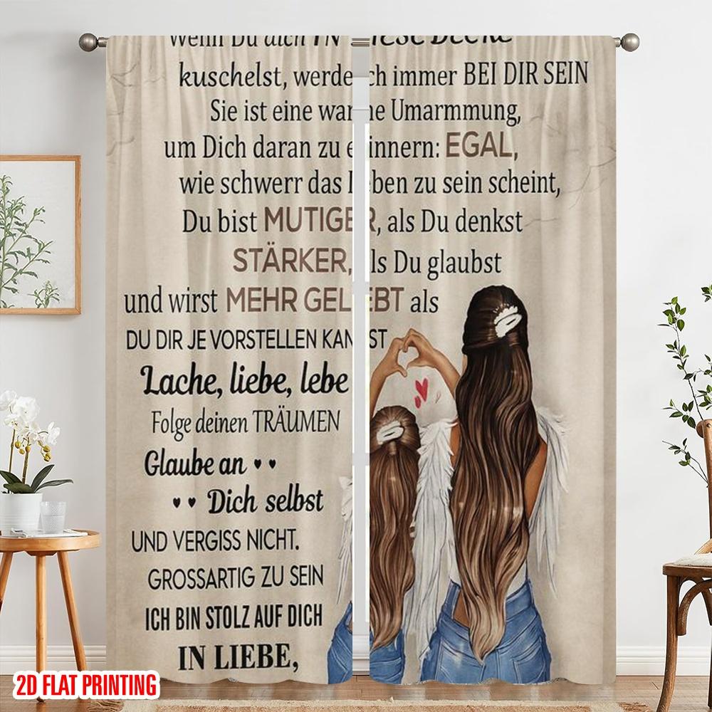 2pcs,2D Plane Printing Popular Curtains Mothers Love Versatile Polyester (without Rod) Festive Perfect for Bedroom Living Room
