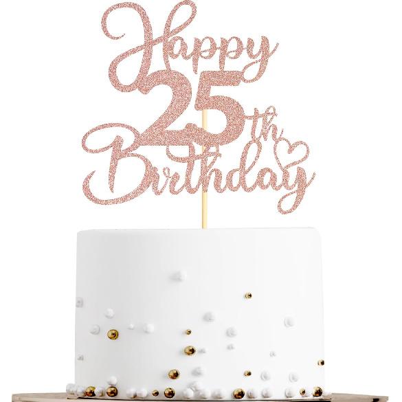 Sotpot 1 Pack 18th Birthday Cake Topper Double-sided Rose Gold Glitter Cake Pick Cake Decoration for Happy 18th Birthday Anniversary Party