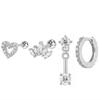 Set de 4 Pendientes Aro Huggie Circulares de Acero Inoxidable para Mujer Color Dorado Único Pendiente de Flor con Circonita Joyería para Piercing
