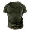 Men'S Printed T-Shirt Outdoor Street Short-Sleeved Hooded Button T-Shirt