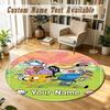 Round Rug Custom NameAdventure Time Pattern Non Slip Carpet Home Floor Decor