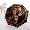 1pc Lion Emblem Automatic Open/Close Umbrella - Compact Travel Umbrella with 8-Rib Durable Frame, Lightweight & Portable for Commuting, Fashionable Ac