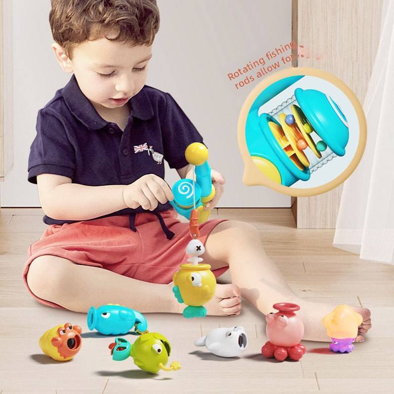 Marine Magnetic Fishing Toy Set For Kids Educational Bath Play