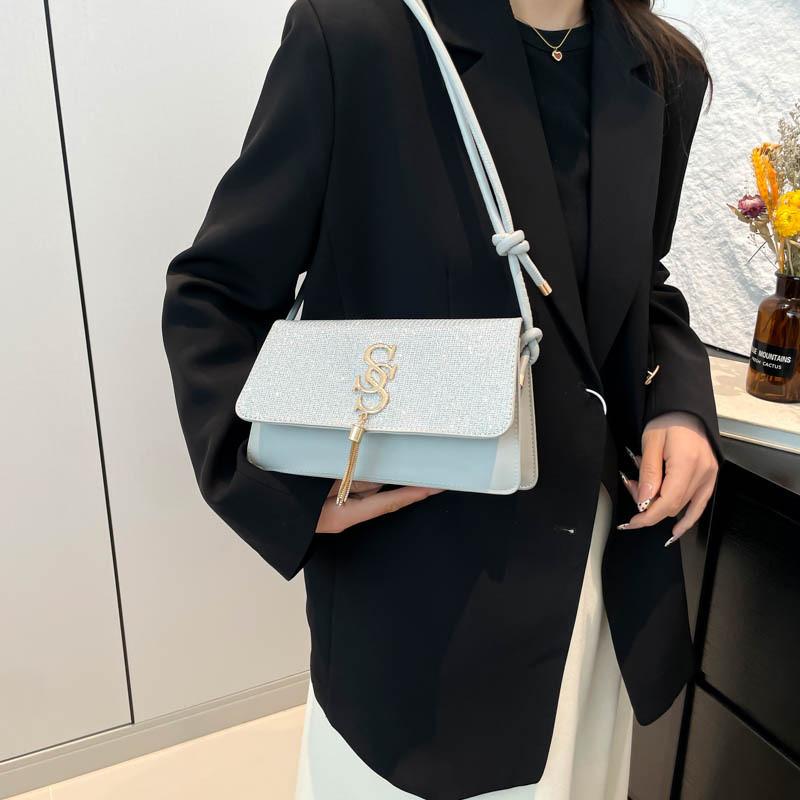 Sleek Inspired Urban Small Square Shoulder Bag With Trendy Tassels And Durable Design