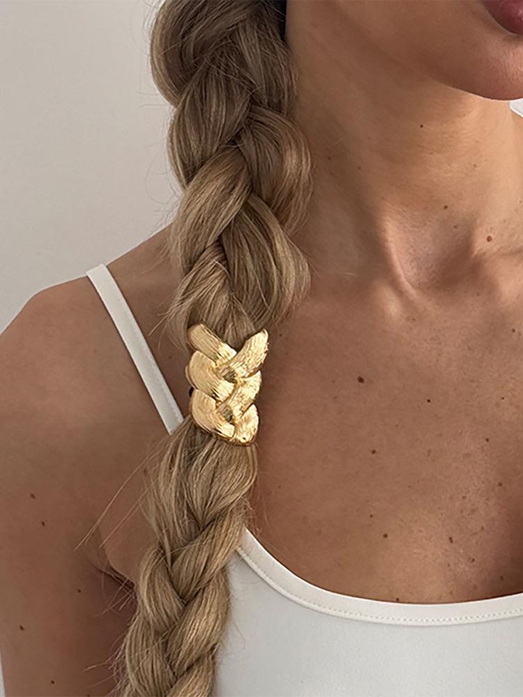 

Women Girls Unique Design Ponytail Hair Tie Rubber Band Scrunchies Y2K Hair Accessories Punk Metal Braid Shaped Elastic Headband