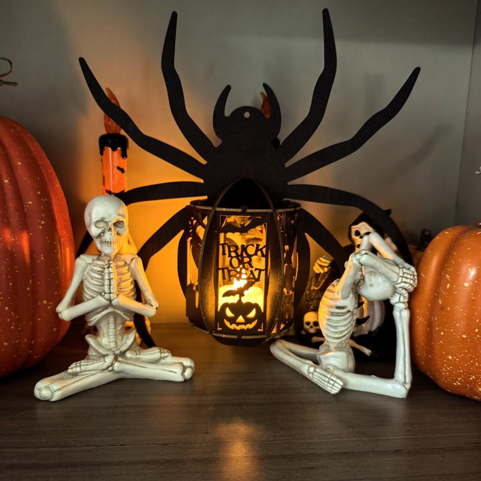 

Креативный Хэллоуинский деревянный вырезанный с подсветкой, подвесками-пауками, подставками для дисплея и маленькими ночниками. One Size