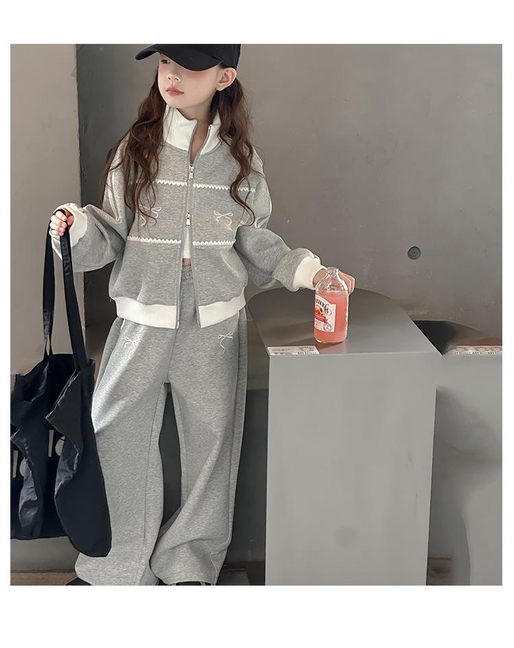 2025 Girls' Fashionable Spring & Autumn Tracksuit: Stylish Jacket for Big Kids