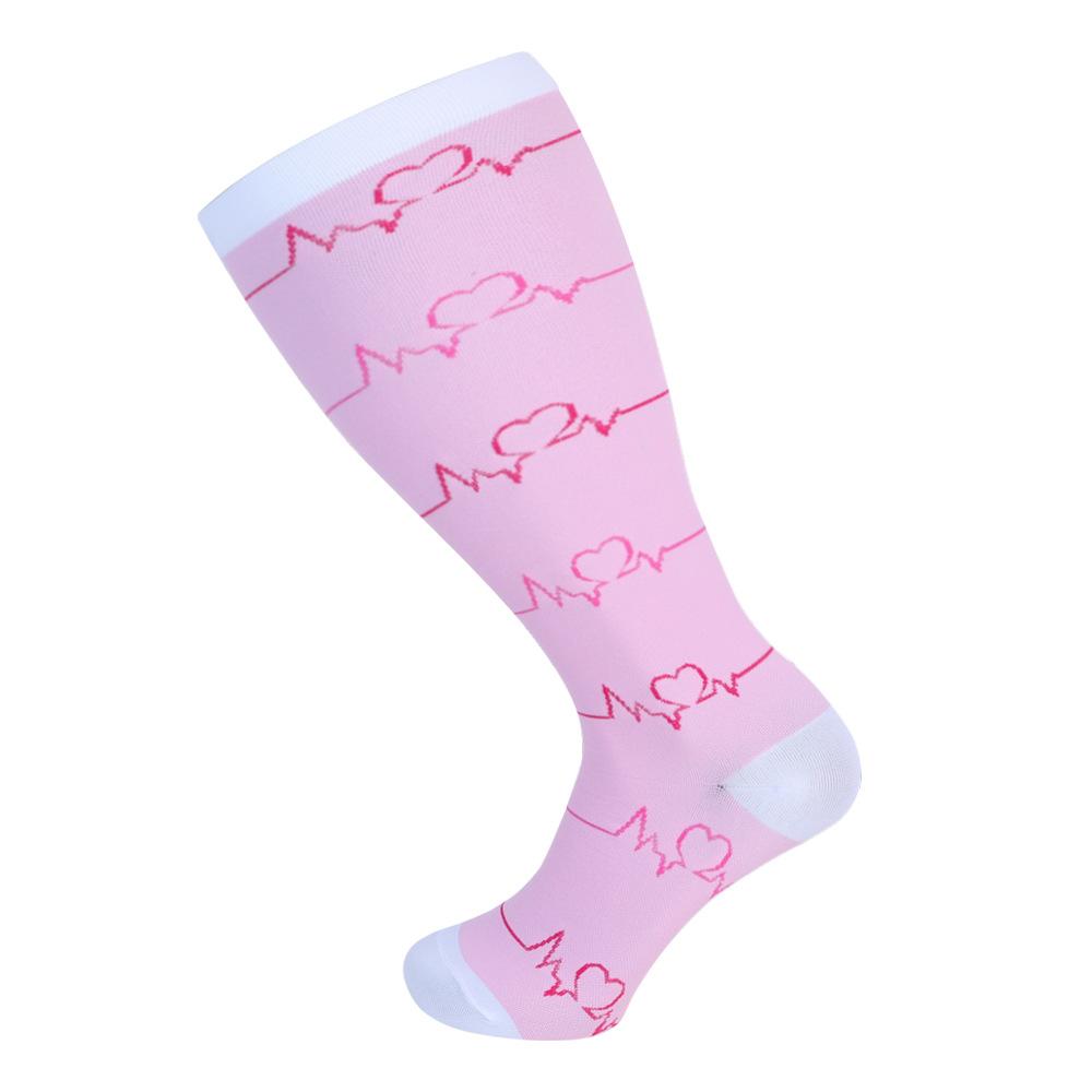 Plus Size 2XL-7XL 20-30 mmHg Compression Socks for Women Men Wide Calf Extra Large Knee High Flight Sock for Circulation Support
