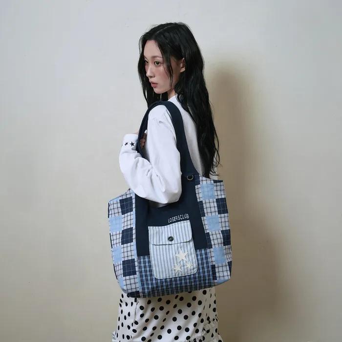 Lsc Fabric Mix Shoulder Bag Navy