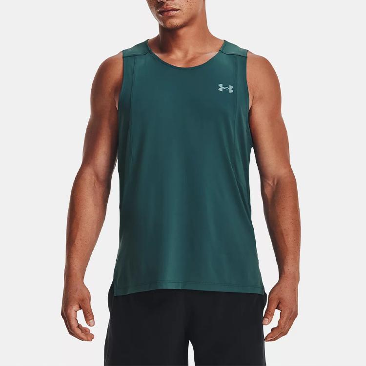 Under Armour Iso-Chill Solid Color Round Neck Casual Sports Lightweight Dry Sleeveless Vest Men Tops Tourmaline-Teal 1372300-716