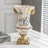Vaso in Ceramica Ghiacciata Stile Retro Americano Decorazione Tavolo Soggiorno Regalo Inaugurazione Allestimento Floreale Vaso per Fiori Secchi Base Metallica