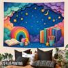 2D Flat, 2D Flat Print 1pc Tapestry Dreamy Rainbow Bookshelf Wall Hanging for Kids Study Room Ideal Interior Decor for Bedrooms, Living Rooms and All 