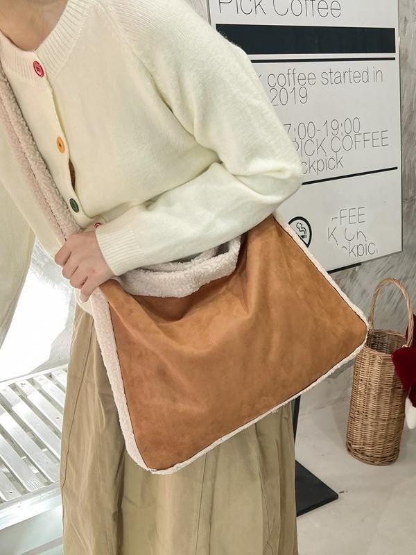Sheep Fur Womens Mini Shoulder Bag With Magnetic Closure For Daily Casual Use