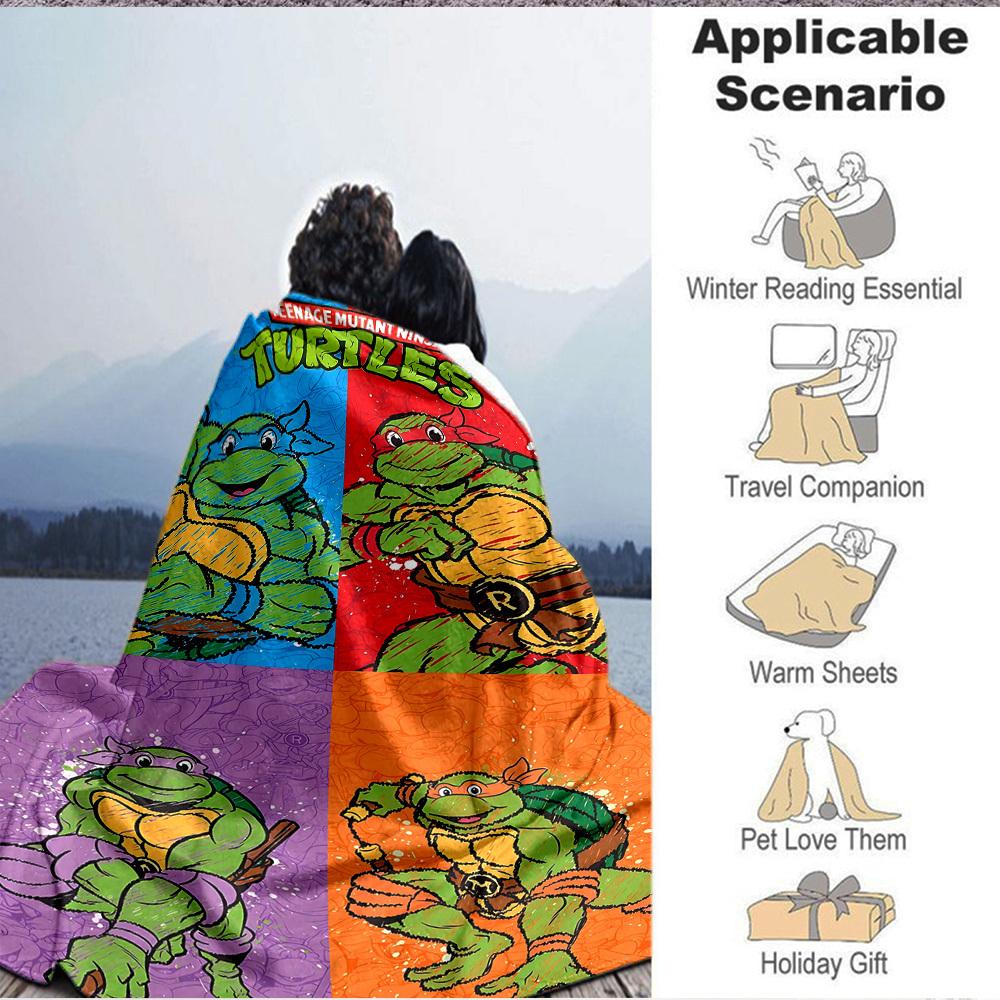 1pc Turtles TMNT Cozy Print Blanket Lightweight Warm Flannel Throw Blanket For Sofa, Bed, Living Room