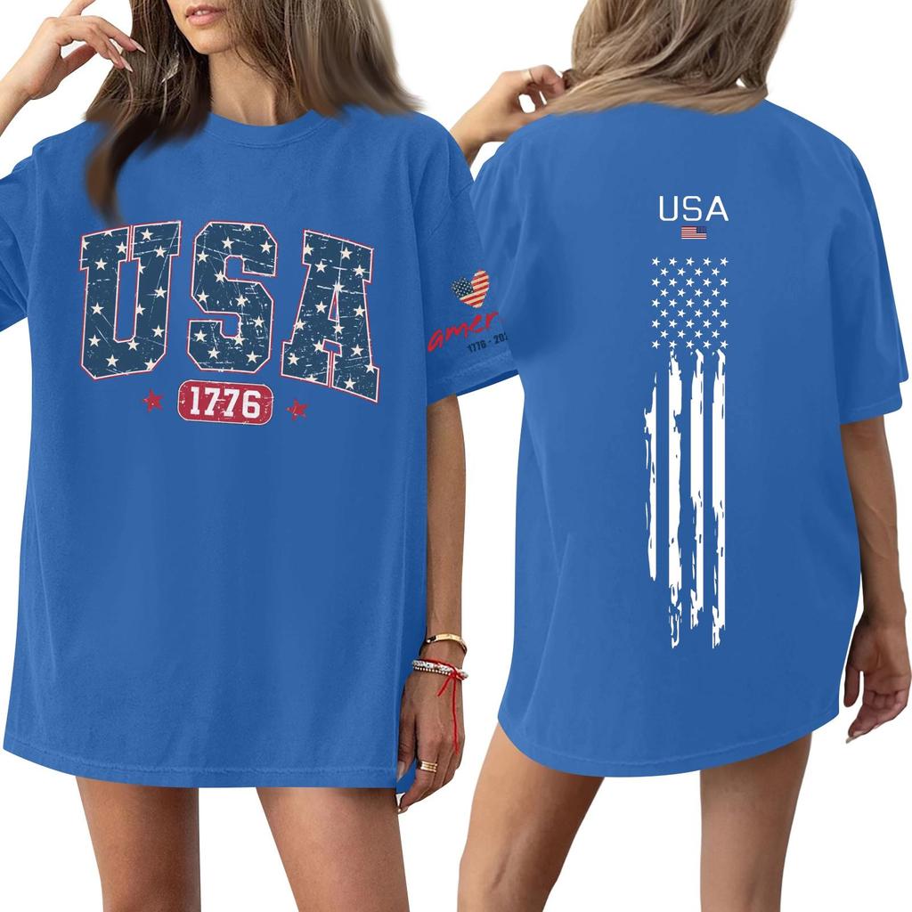 Women's Casual Fashion Round Neck Casual Print Short Sleeve T-Shirt Top