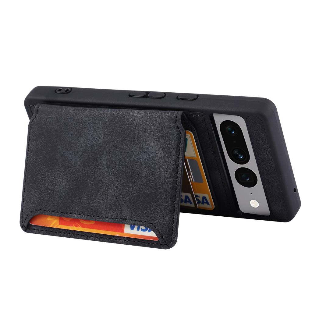 Shockproof RFID Blocking Case for Google Pixel 7 Pro 5G PU Leather TPU Phone Shell with Card Holder,Kickstand