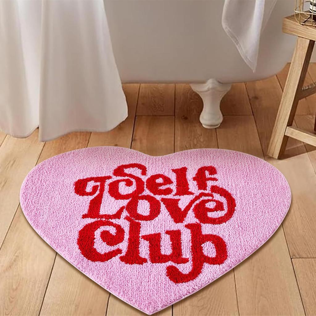 Heart Shaped Carpet Bathroom Floor Mat Door Decoration Mat Dirt Resistant and Non Slip Foot Mat
