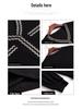 Women's Black Chiffon Spliced Knitted V-Neck Pullover: Loose-Fitting, Long-Sleeved Spring Commuter Top.