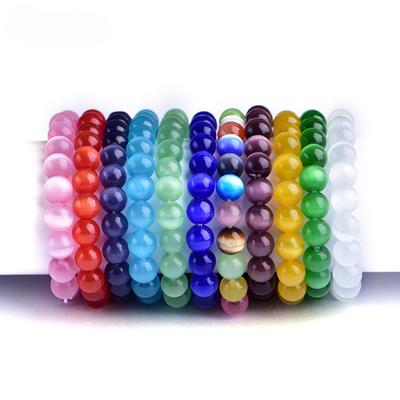 Colorful Cat Eye Stone Fashionable Women's Gorgeous Bracelet Artificial Multi-color Cat Eye Bracelet Ornaments Gift