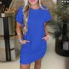 Women's Short Sleeve T-shirt Dress Casual Crew Neck Short Dress with Pockets Summer Mini Shift Dress