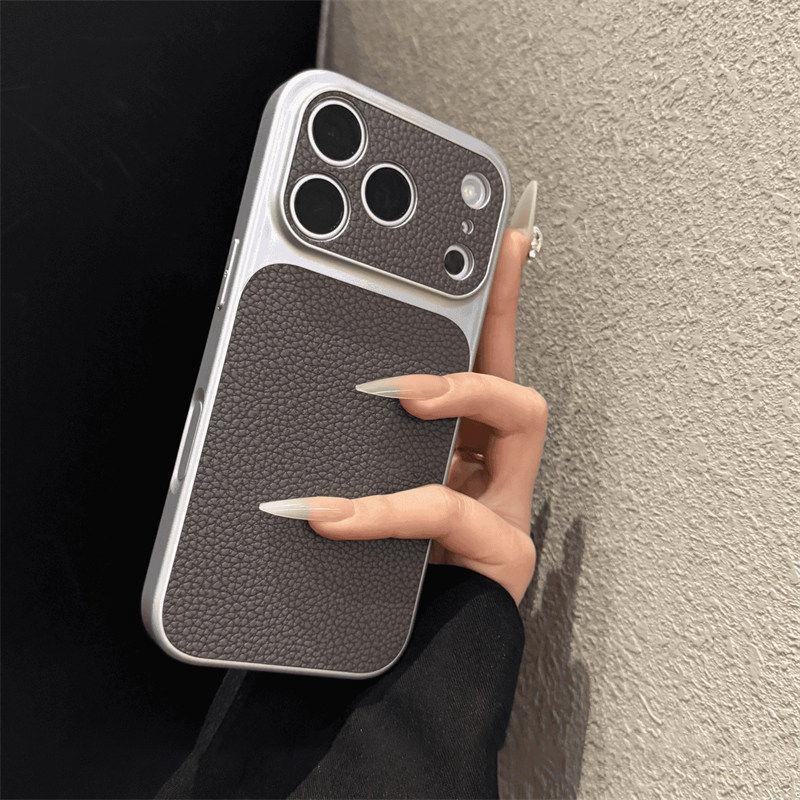 

Luxury Lychee Grain Khaki Phone Case For For Iphone 11 12 13 14 15 16 17 Pro Max Plus Air Shockproof Bumper Back Cases Cover iPhone 14 Plus