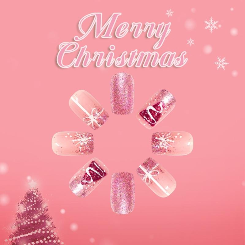 Sparkling Christmas 3D Nail Art Set Featuring Snowflake Patterns And Shimmering Glitters For Holiday Parties Daily Wear