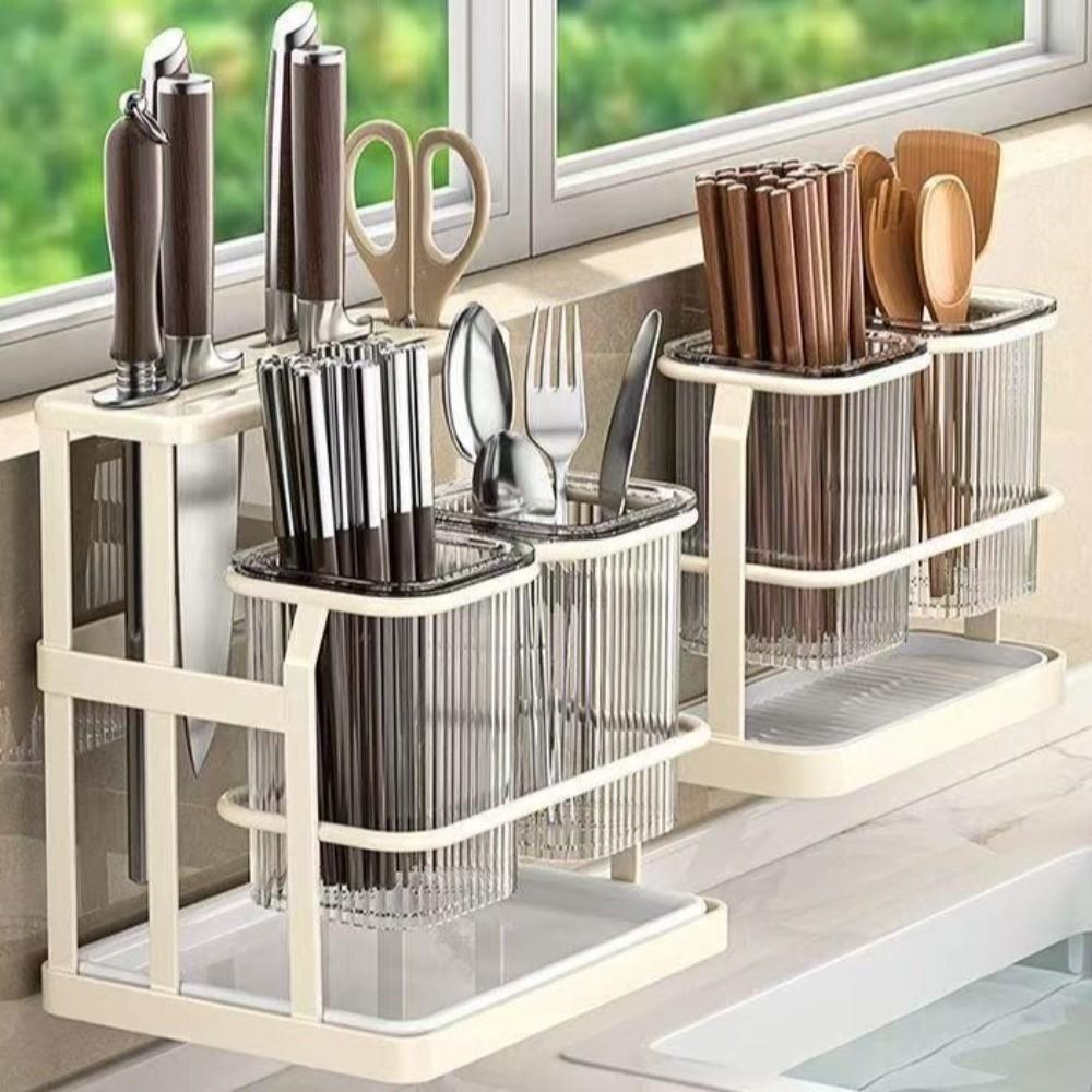 Mildew-Proof Kitchen Storage Rack Carbon Steel Cutlery Organizer Drain Rack  Countertop Storage
