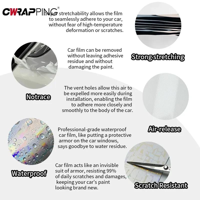 Glossy Silver Aircraft Pattern Carbon Fiber Waterproof Vinyl Stickers for Car and Motorcycle Wrap Color Change and Protection