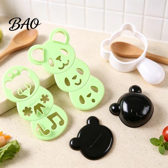 Kit Strumento Pressa per Onigiri, Stampini per Palline di Riso, Formine a Forma di Orso/Gatto/Cane/Panda Cartone Animato, Stampo in Plastica per Alimenti per Bambini, Stampo per Sushi Bento Lunch Box Picnic