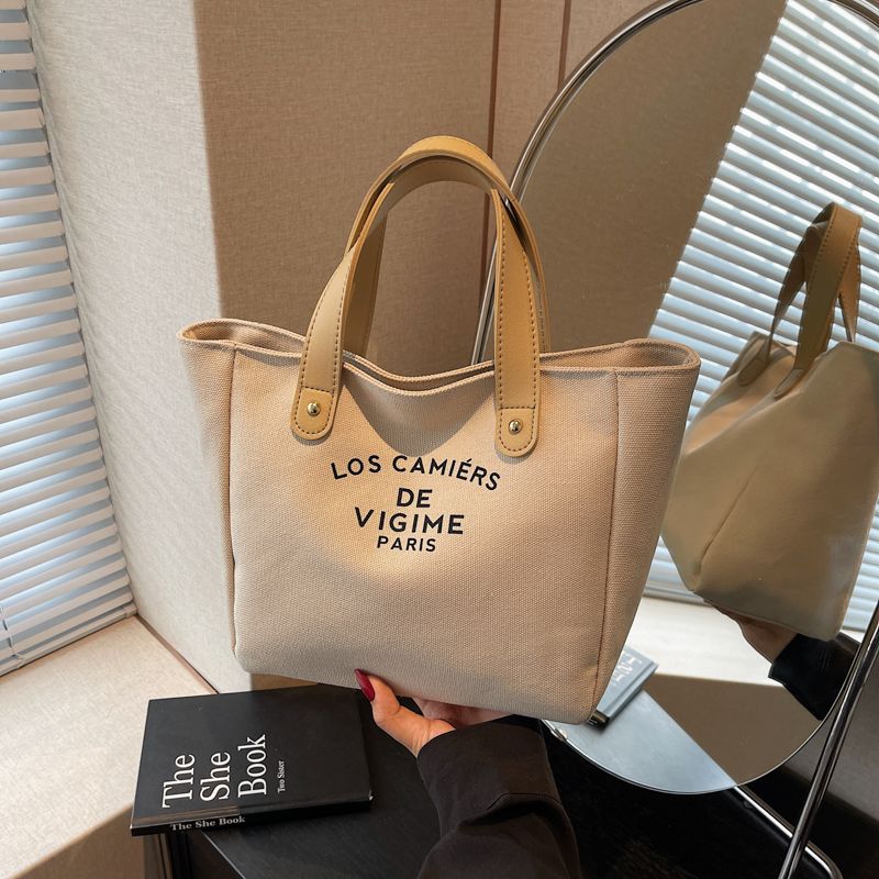 

Fashion Carrying Canvas Small Bag Women Summer Mummy Work Handbag Versatile Large Capacity Commuter Bucket Tote Bag Khaki