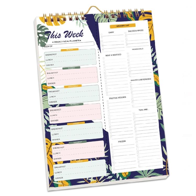 

Spirals Bounded Meal Planner Notebook With Perforated Shopping Lists And Refrigerator Friendly Design For Busy Homes