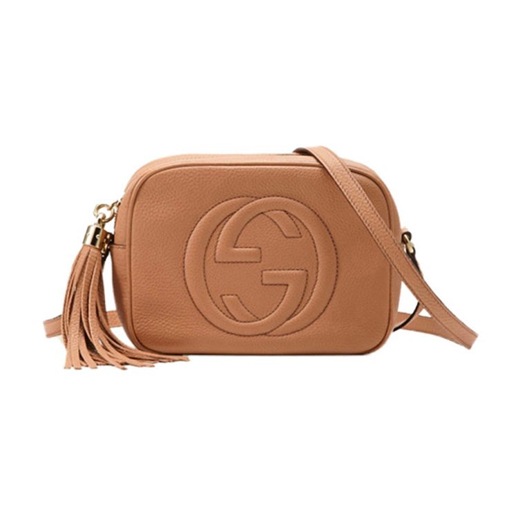 Gucci Soho Embossed Logo Tassel Leather Camera Bag Women Shoulder Bag Light-Brown 308364-A7M0G-2754
