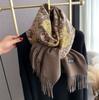 Winter Ethnic Style Totem Artistic Scarf Retro Elegant Faux Cashmere Embroidered Women'S Warm Scarf Air Conditioner Shawls