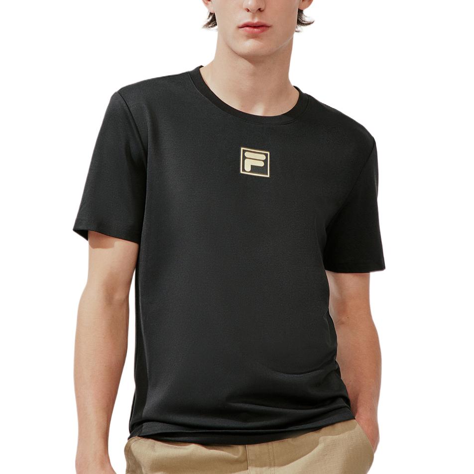 FILA Comfortable Versatile Soft Skin-Friendly Short Sleeve T-Shirt Men Tops Black F11M018108F-BK