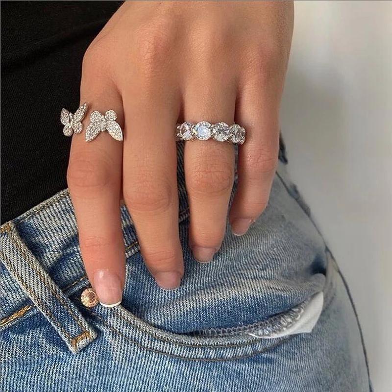 High Quality Summer Delicate Cute Lovely Double Butterfly Animal Ring For Women Girl Fashion Open Adjust Size Party Jewelry