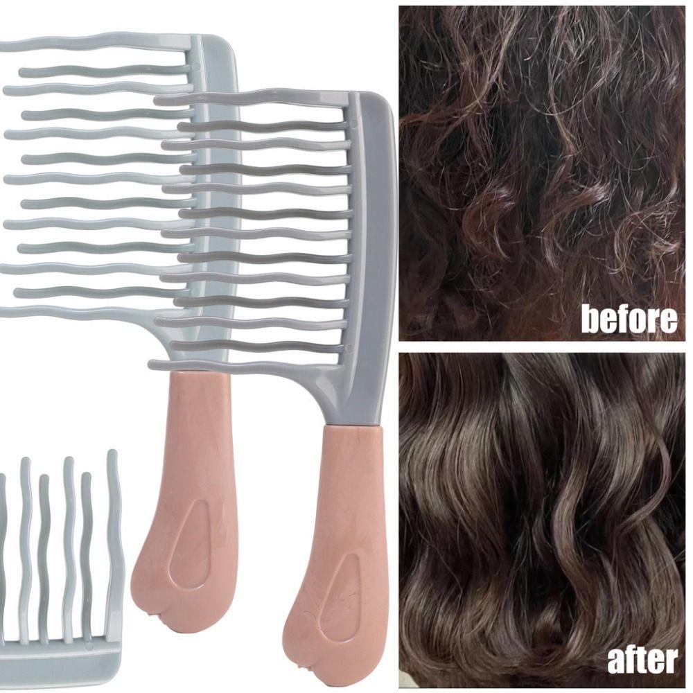 Portable Double Row Big Tooth Comb Easy To Clean Wide Tooth Comb Hair Styling Fluffy Roots Combs