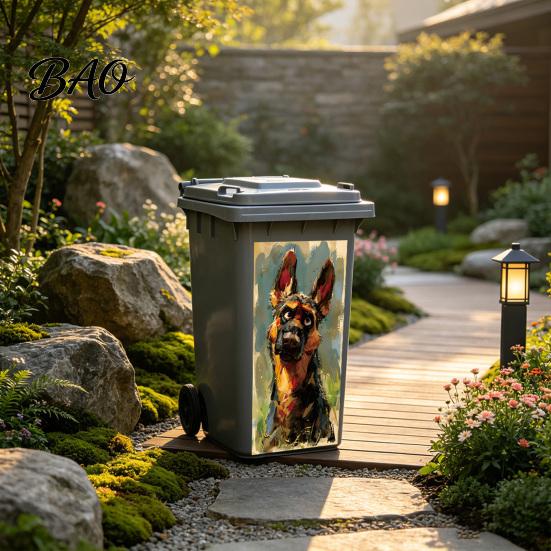 Weatherproof Waste Container Art Fun Animal Trash Can Stickers, Self?Adhesive Bin Decals for Outdoor Removable Vinyl Skins Garbage Can, Mailbox