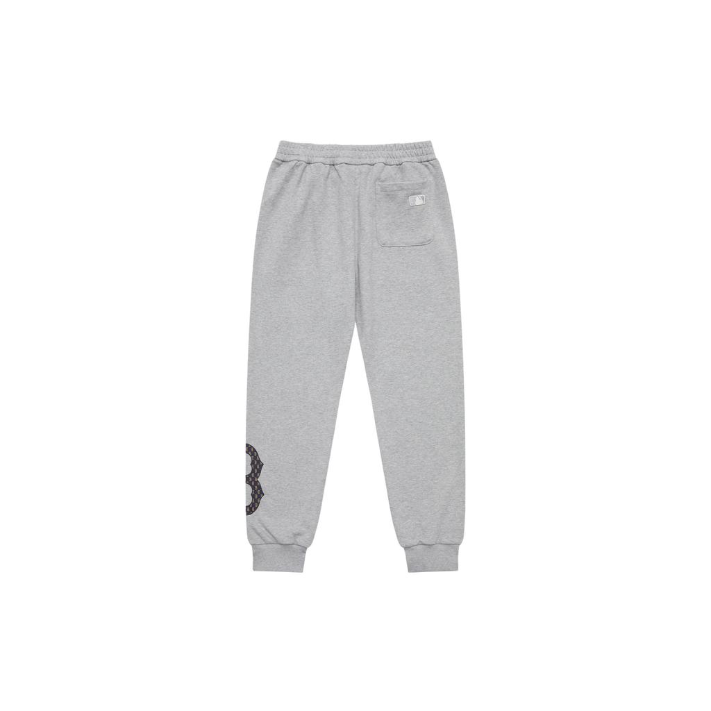 Nova Coleção MLB MONOGRAM Boston Red Sox 24FW Calças Esportivas Tricotadas Unissex Cinza 3APTM0144-43MGS